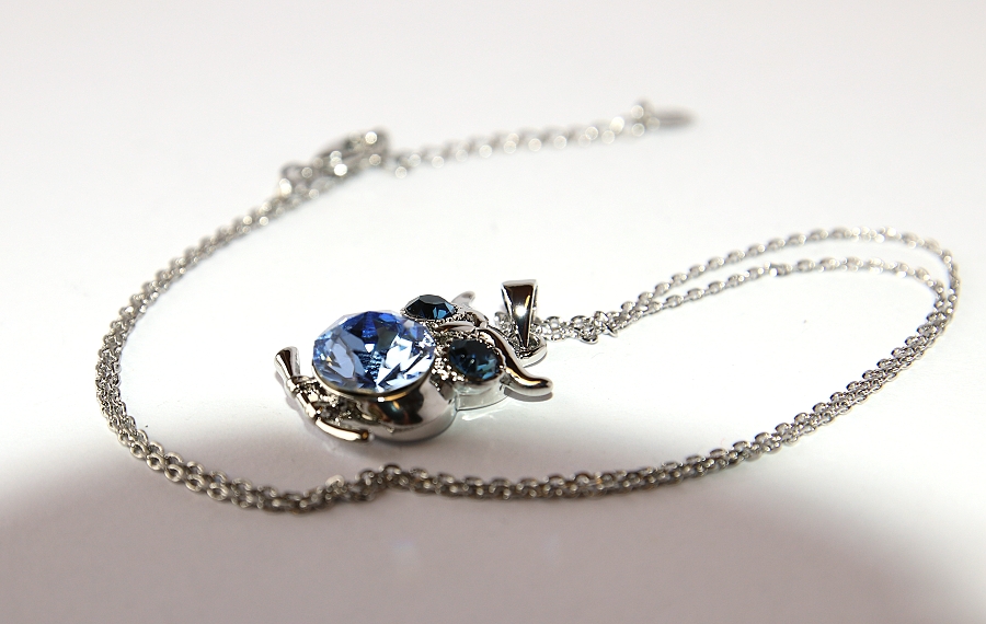 Řetízek Fashion Jewerly - Exclusive Modrá sova s krystaly, Elegantní dáma, Moudrá bytost 2873