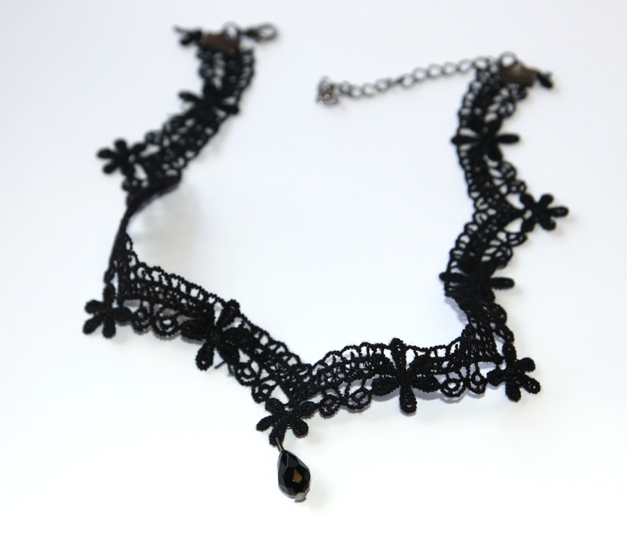 Choker Fashion Jewerly - Krajkový náhrdelník s kapičkou, Elegantní nejen pro nevěstu, Svatební romantika, Květinová dáma 3142