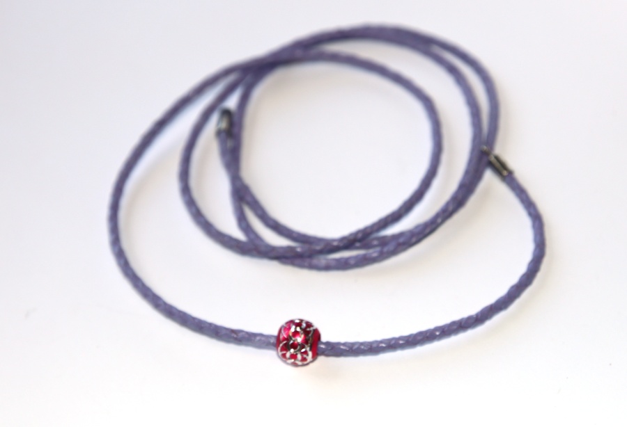 Náramek na korálky a přívěsky Fashion Jewerly - Pletený copánek fialový 92cm * 3344