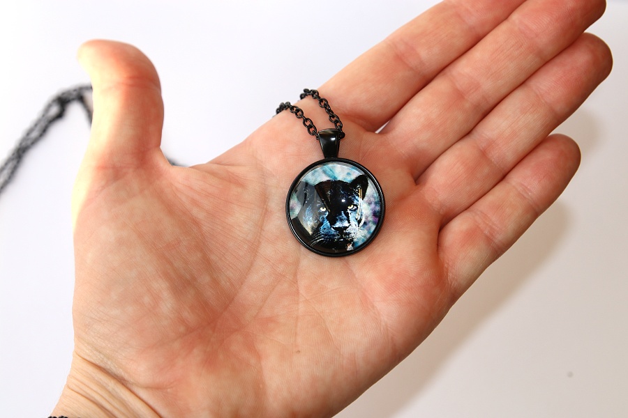MR Amulet Fashion Jewerly - Černý panter, Nespoutaná a divoká Kočka, Moudrost v jediném pohledu, Black Panther 3405