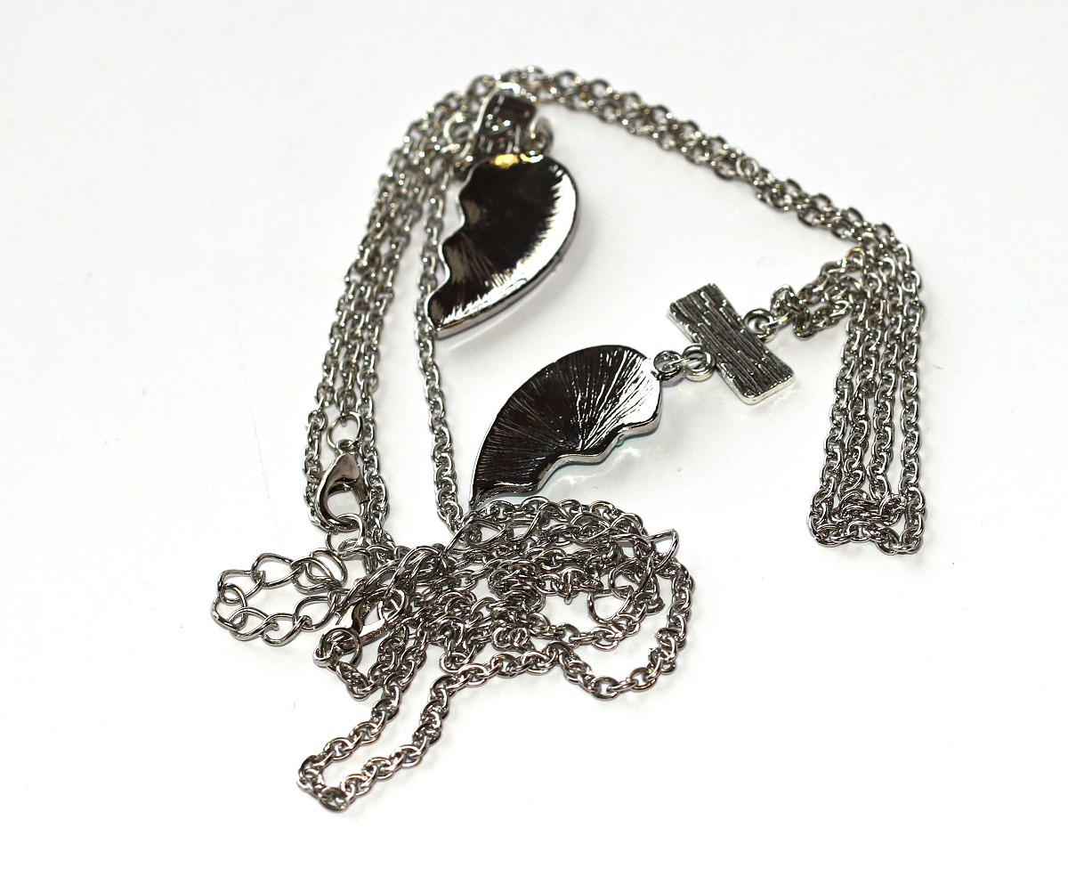 2ks Řetízky párové Fashion Jewerly - Srdce s perleťovími srdíčky, Nejlepší přátelé, Best Friends 3519