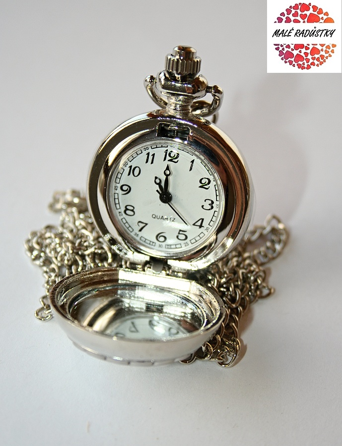 MR otevírací kapesní hodinky - Stříbrná kytička, Mandala, Květina, Bílá princezna  521