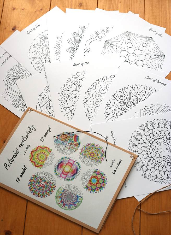 Relaxační omalovánky - 12 mandal s citáty, originální produkt, ruční výroba 2017
