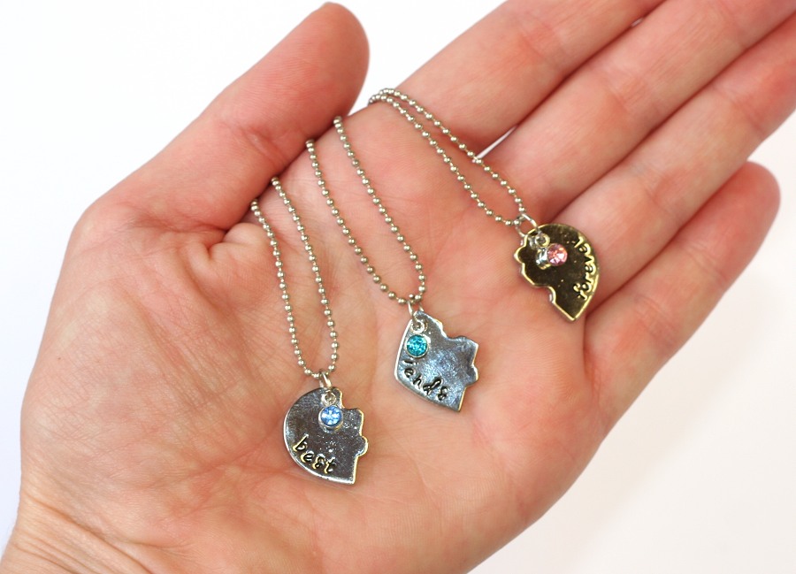 3ks Řetízky párové Fashion Jewerly - Srdce pro tři nejlpeší kamarády 1895