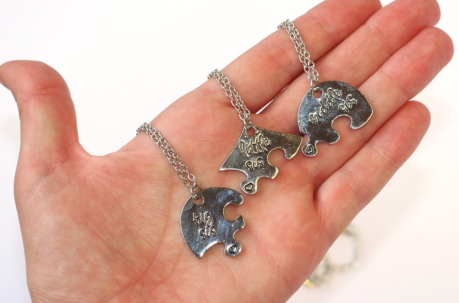 3ks Řetízky párové Fashion Jewerly - Srdce pro tři sestry, sisters 1897
