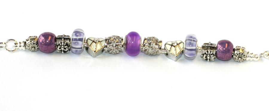 Náramek s korálky Fashion Jewerly (16-20 cm) - Fialová lady, Srdce na dlani 1986