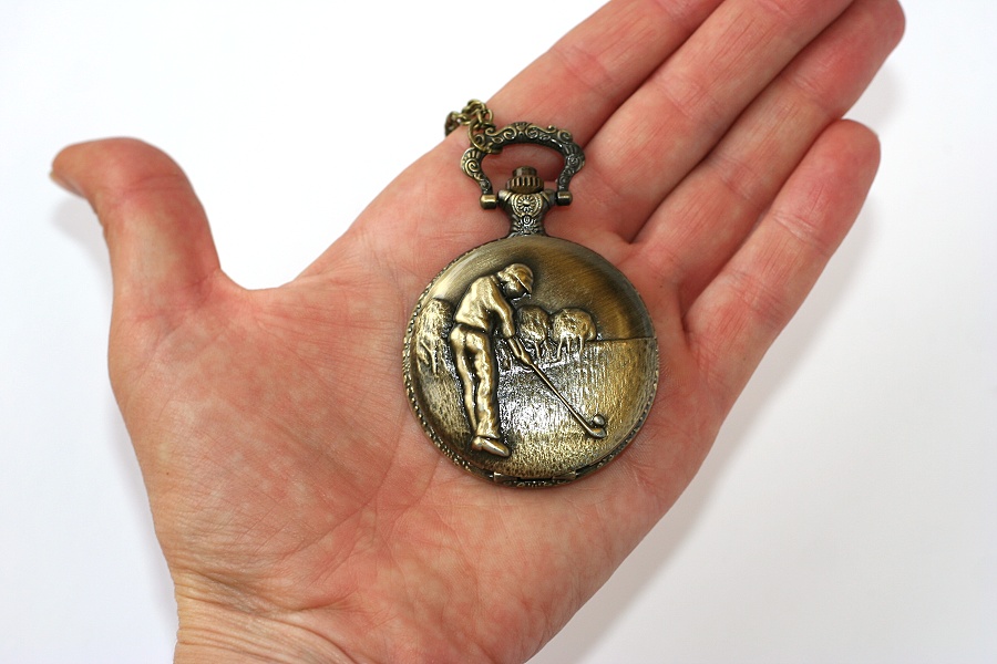 Kapesní, bronzové, Hodinky na řetízku - Golfista hraje golf 2239