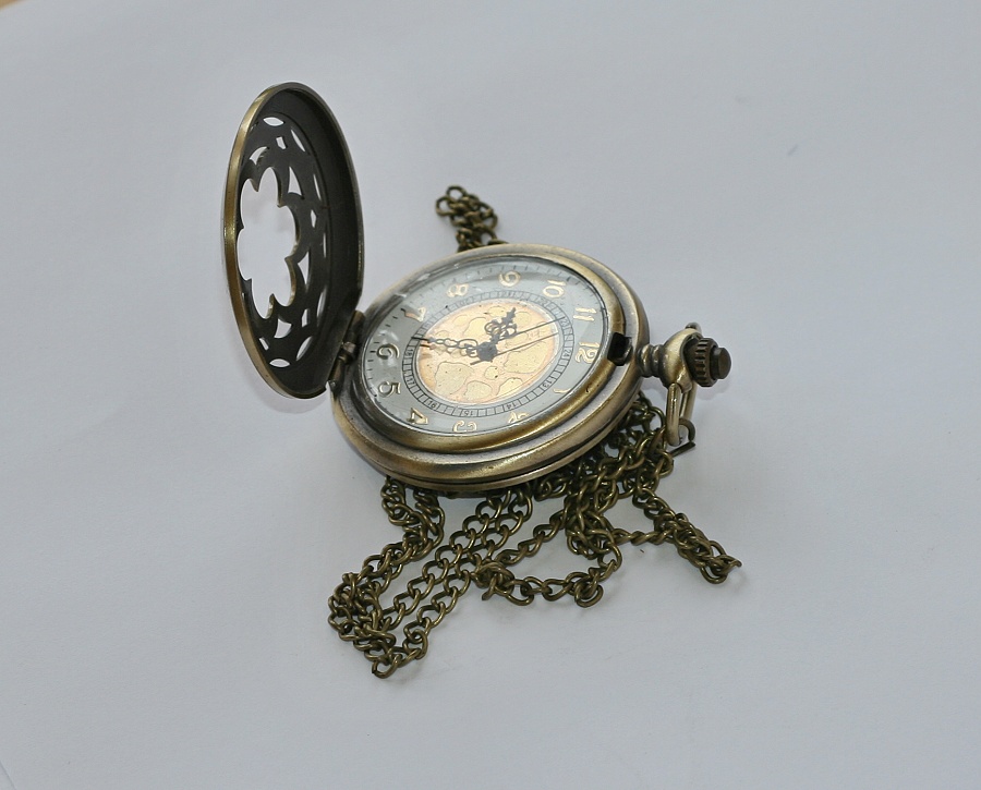 MR Kapesní Hodinky na řetízku - Vintage Flower, Gold style, Retro Woman 2261