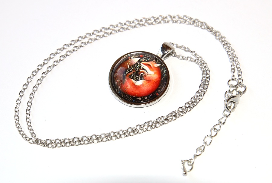 Řetízek Fashion Jewerly - Amulet Liška spí v květinách, Moudrá bytost odpočívá, Love Fox 2546