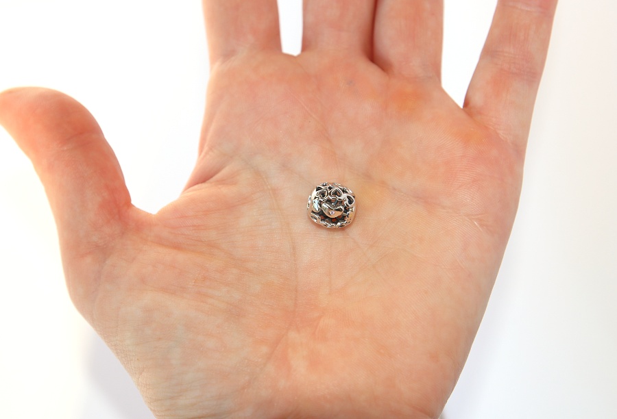 Korálek stříbrný Fashion Jewerly - Kráska plná srdíček, Otočné srdce s růžovým krystalem 2594