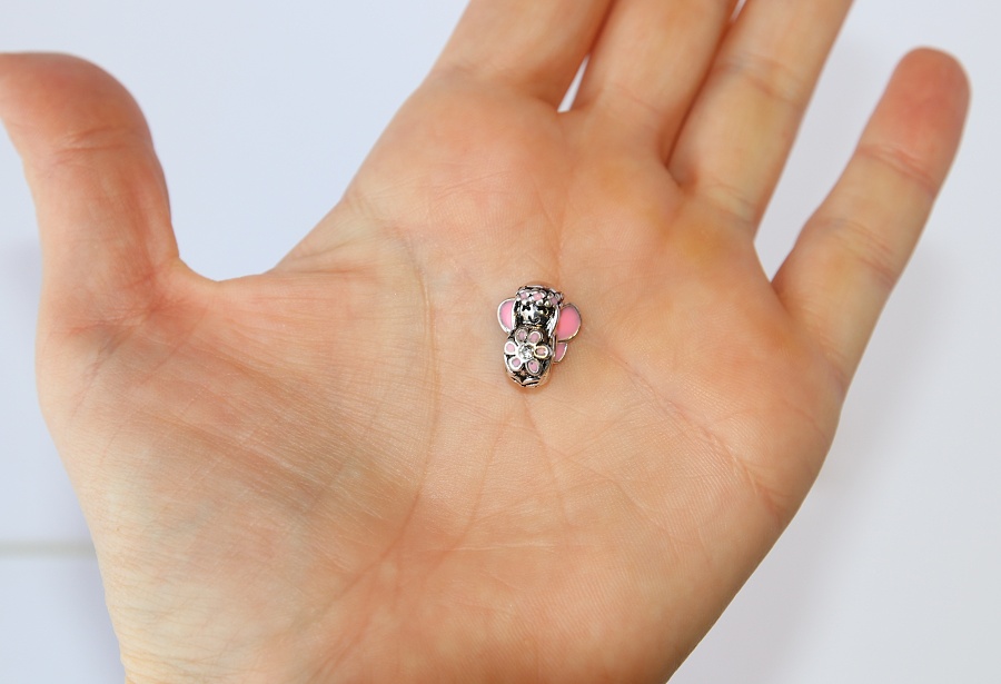 Korálek na náramek Fashion Jewerly - Růžová andělka s květinou, Víla s čelenkou 2612
