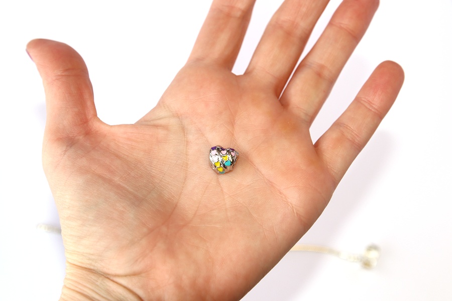 Korálek na náramek Fashion Jewerly - Srdce plné barevných srdíček pro princeznu, Heart Deluxe, Duhová kráska, Svěží léto 2618