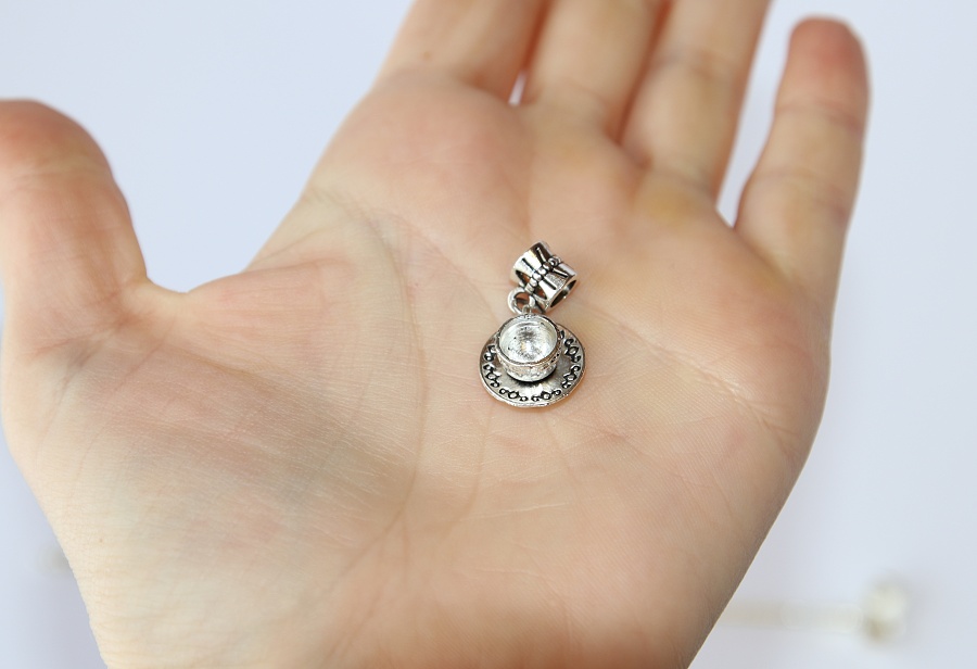 Korálek na náramek Fashion Jewerly - Přívěsek Hrníček s podšálkem, Šálek Čaje, Kafe, Siesta, Relax Time 2685