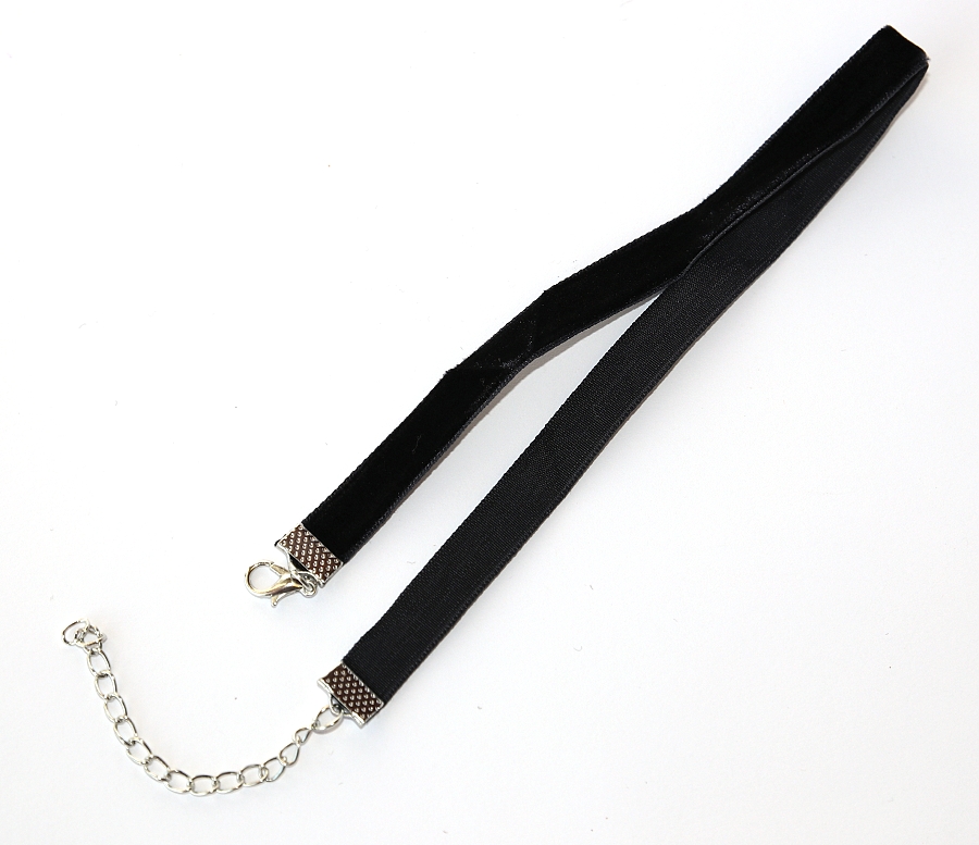Choker JoyKa - Semišová stuha se stříbrnou sponou, Elegant Simple Style 2782