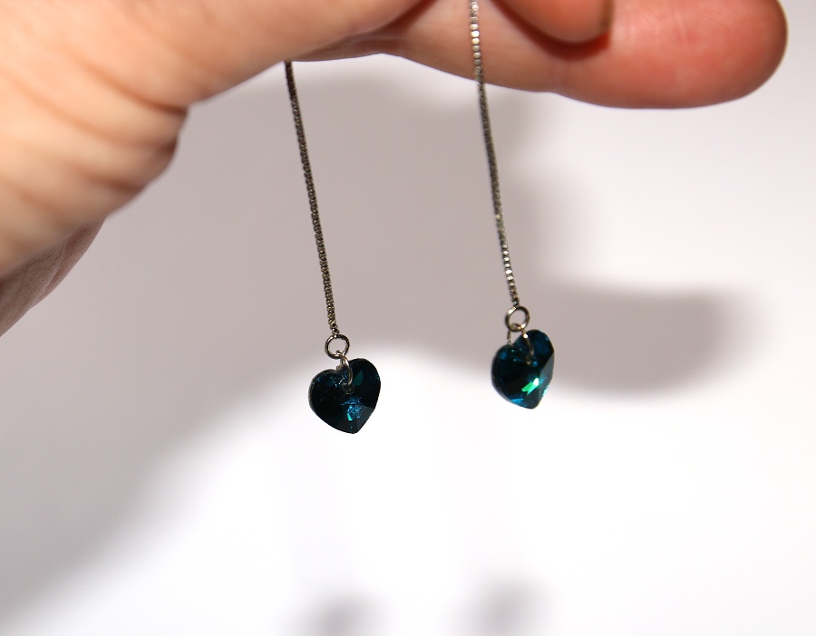 Náušnice Fashion Jewerly - Modré srdce oceánu na řetízku, Titanic, Mořská víla, Elegantní lady 3371
