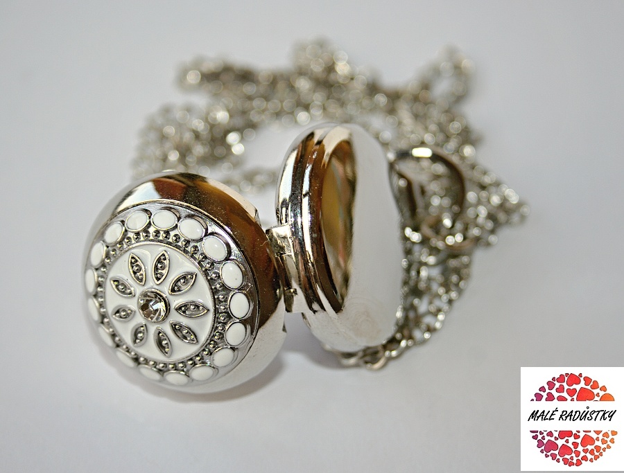 MR otevírací kapesní hodinky - Stříbrná kytička, Mandala, Květina, Bílá princezna  521