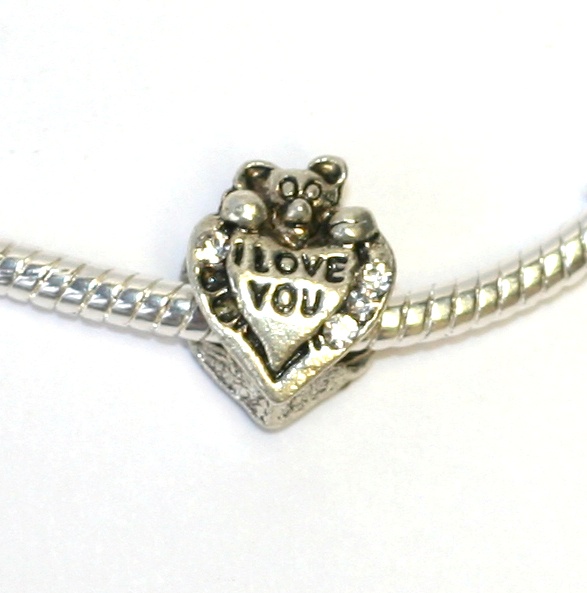 Korálek Fashion Jewerly - I love You Srdce s méďou 1106