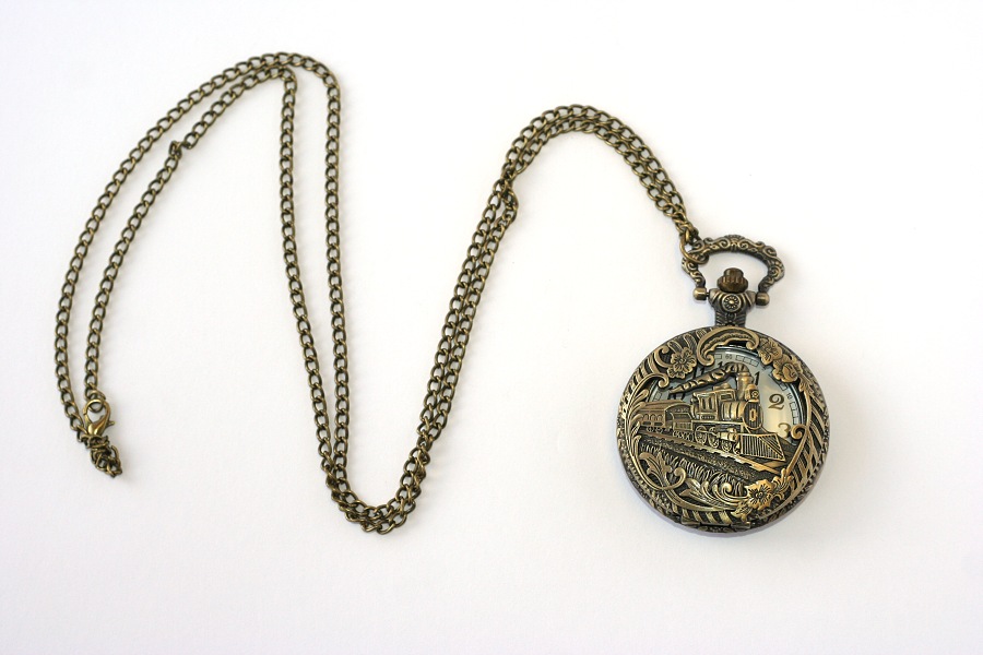 Kapesní, otevírací hodinky na řetízku Fashion Jewerly - Vlak, lokomotiva 1483