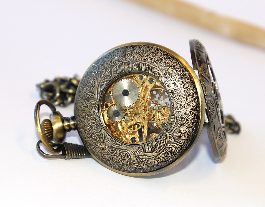 MR Otevírací Kapesní Hodinky s řetězem - Mechanické, Retro Vintage Antique Elegant Men 2286