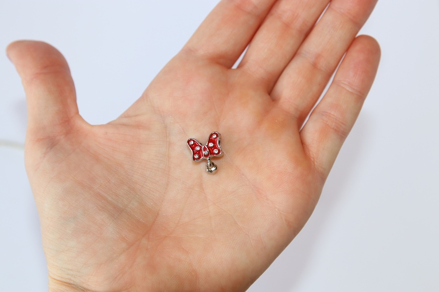Korálek na náramek Fashion Jewerly - Červená mašlička se srdíčkem, Myška, Love Minnie 2627