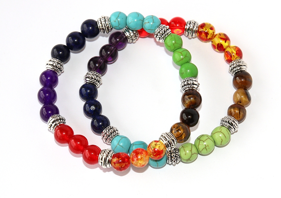 Čakrový náramek Fashion - Energetický, duhový náramek s korálky, 7 Čaker, Buddha, Reiki, Meditace, Yoga 2818