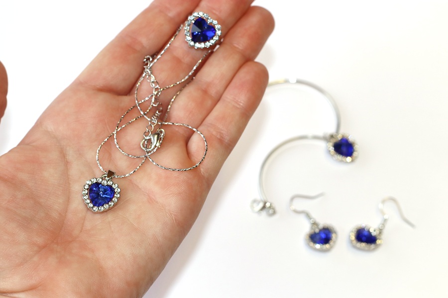 Srdce Oceánu Fashion Jewerly - Modrá barva, Třpytivé Srdce, Výběr Prsten, Náramek, Naušnice, Řetízek nebo Vše? :), Love Titanic 3754